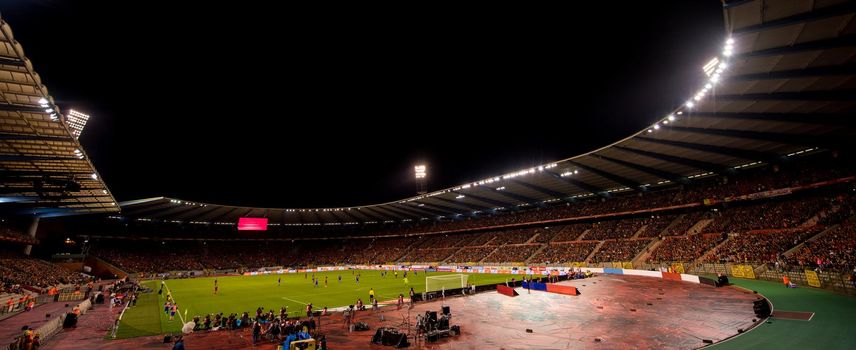 a professional footbal soccerl stadium before the start of the match