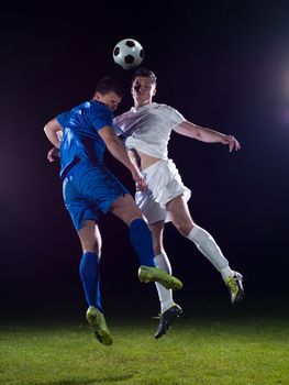 soccer football team  player game duel isolated on black background