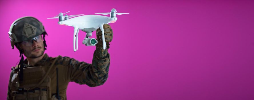 modern warfare soldier as drone control technician