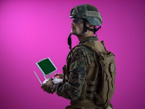 modern warfare soldier as drone control technician