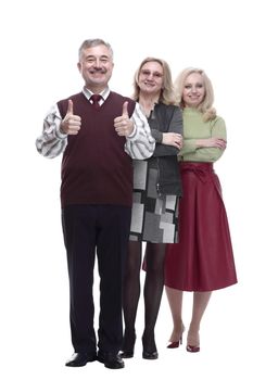 in full growth. group of happy people standing in line. isolated on a white background