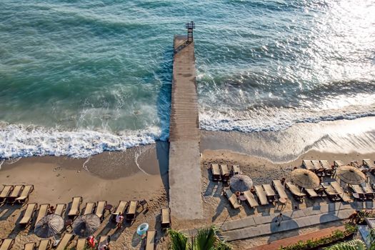 Kusadasi,Aydin,Turkey- July 21,2021.The view from Pinebay holiday village and resort in Kusadasi, in the sea and nature and summer sesason.