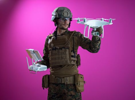 modern warfare soldier as drone control technician