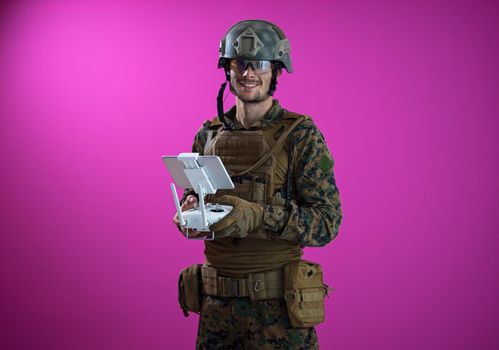 modern warfare soldier as drone control technician