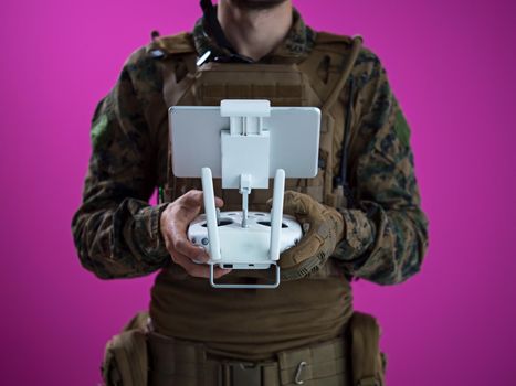 modern warfare soldier as drone control technician