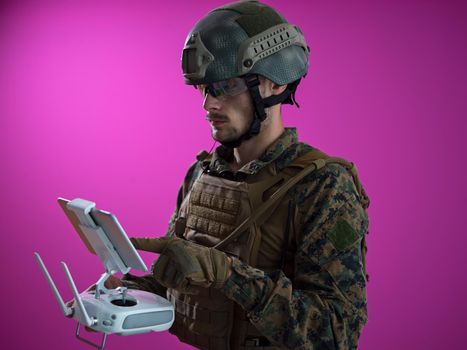 modern warfare soldier as drone control technician