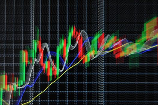 stock market graph on big lcd display closeup macro