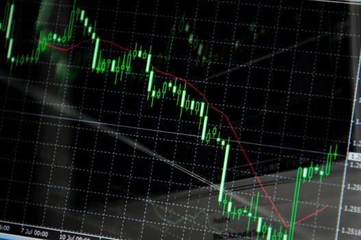 stock market graph on big lcd display closeup macro