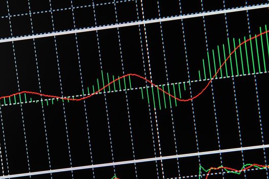 stock market graph on big lcd display closeup macro