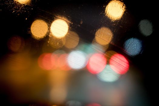 City night street blurred lights ,High quality photo