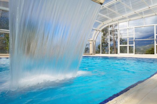 indoor swimming pool at modern home