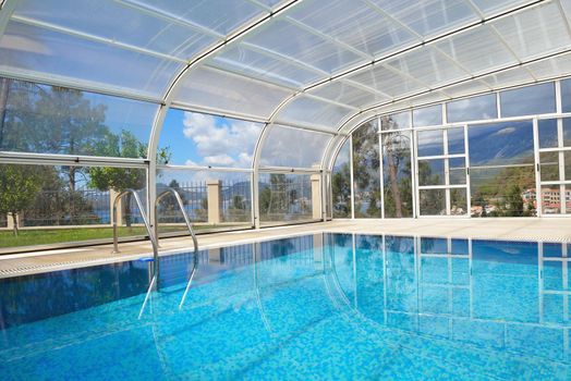 indoor swimming pool at modern home