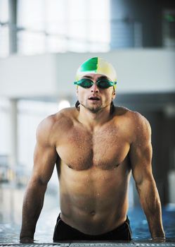 health and fitness lifestyle concept with young athlete swimmer recreating  on olimpic pool