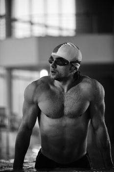 health and fitness lifestyle concept with young athlete swimmer recreating  on olimpic pool