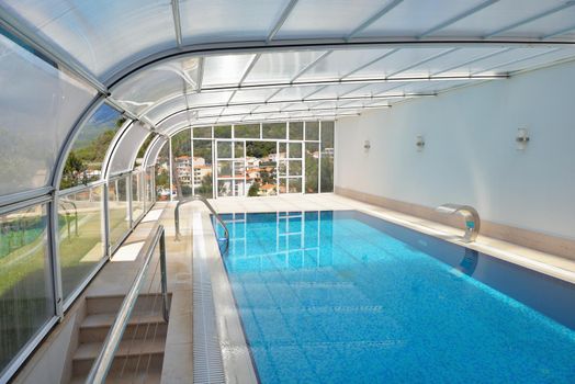 indoor swimming pool at modern home