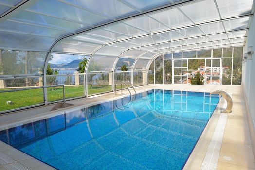 indoor swimming pool at modern home