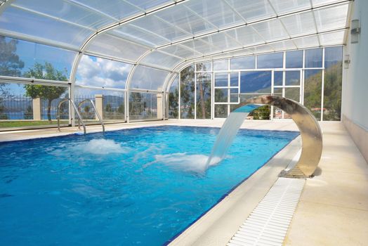 indoor swimming pool at modern home