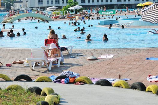 beautiful swiming pool at summer time