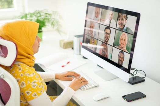 Middle Eastern businesswoman having the online conference