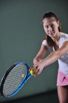 young girl exercise tennis sport indoor