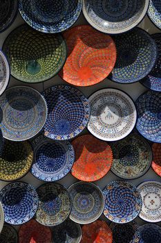 africa and tunis colorful ceramics gift suvenir outdoor on street market