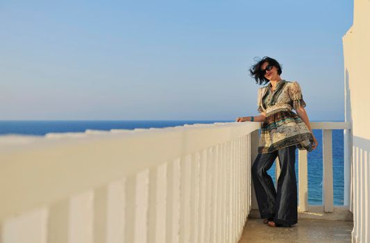 happy young woman tourist  tunis travel on road trip 