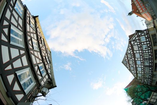 Traditional half-timbered houses street in germany