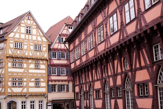 Traditional half-timbered houses street in germany