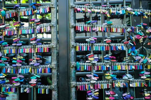 love locks in romantic city of verona in italy