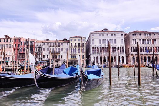 venice, beautiful romantic italian city on sea with great canal and gondolas