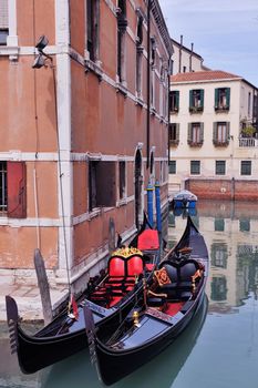 venice, beautiful romantic italian city on sea with great canal and gondolas