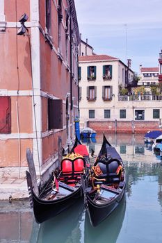 venice, beautiful romantic italian city on sea with great canal and gondolas