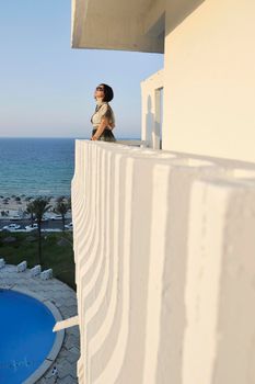 happy young woman tourist  tunis travel on road trip 