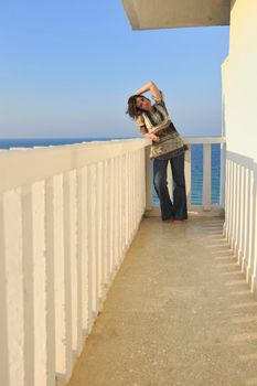 happy young woman tourist  tunis travel on road trip 