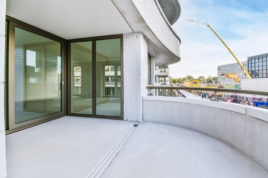 Very stylish curved white balcony with great views