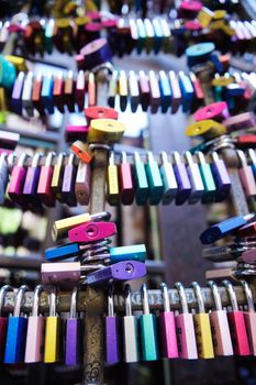 love locks in romantic city of verona in italy