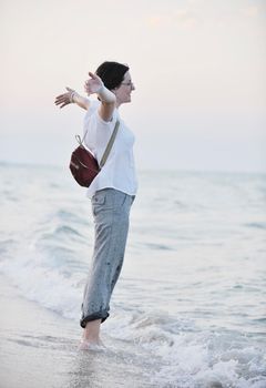 happy young woman tourist  tunis travel on road trip 