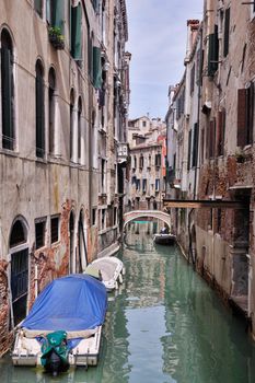 venice, beautiful romantic italian city on sea with great canal and gondolas