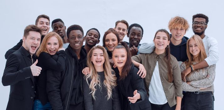 group of successful young people isolated waist-high