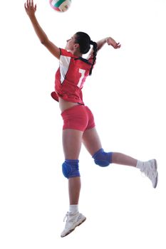 volleyball game sport with neautoful young girl oslated onver white background