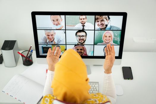 Middle Eastern businesswoman having the online conference