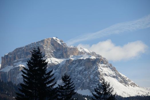 nature mountaint winter landscape nature with tree and fresh snow