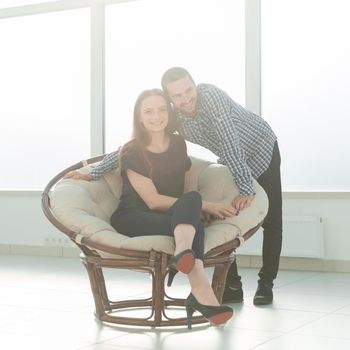 smiling business couple at workplace in office.photo with copy space