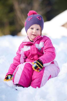 little girl portrait at beautiful winter day