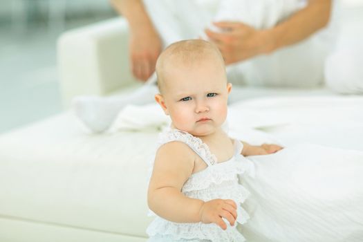 portrait of adorable little baby. photo with copy space.