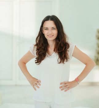 portrait of modern business woman in her home.photo with copy space