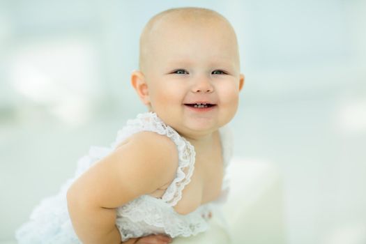 portrait of a smiling little child.isolated on a light background