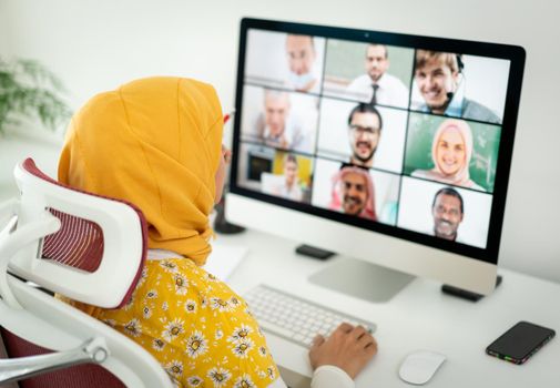 Middle Eastern businesswoman having the online conference