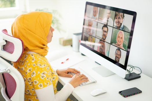 Middle Eastern businesswoman having the online conference