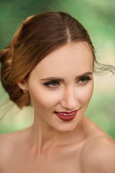 close up. portrait of a beautiful young woman bride